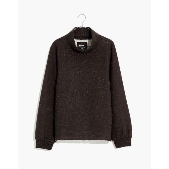 Madewell Betterterry Relaxed Turtleneck Sweatshirt in Heather Donegal Charcoal M - Picture 3 of 11